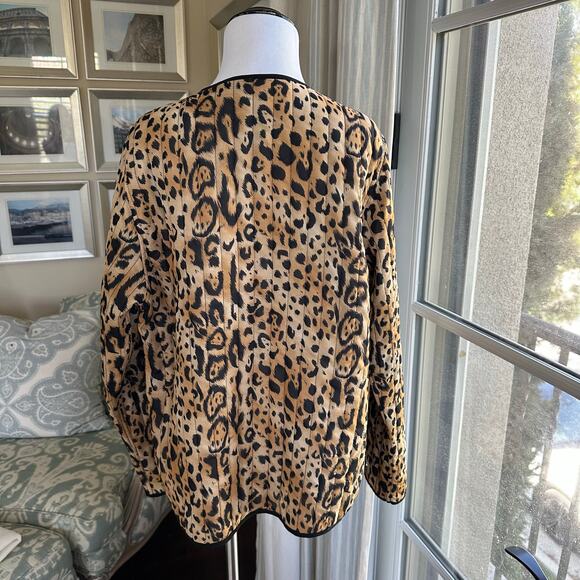 Leopard Print Quilted Open Front Blazer Size L Morgan Cole - Picture 5 of 14